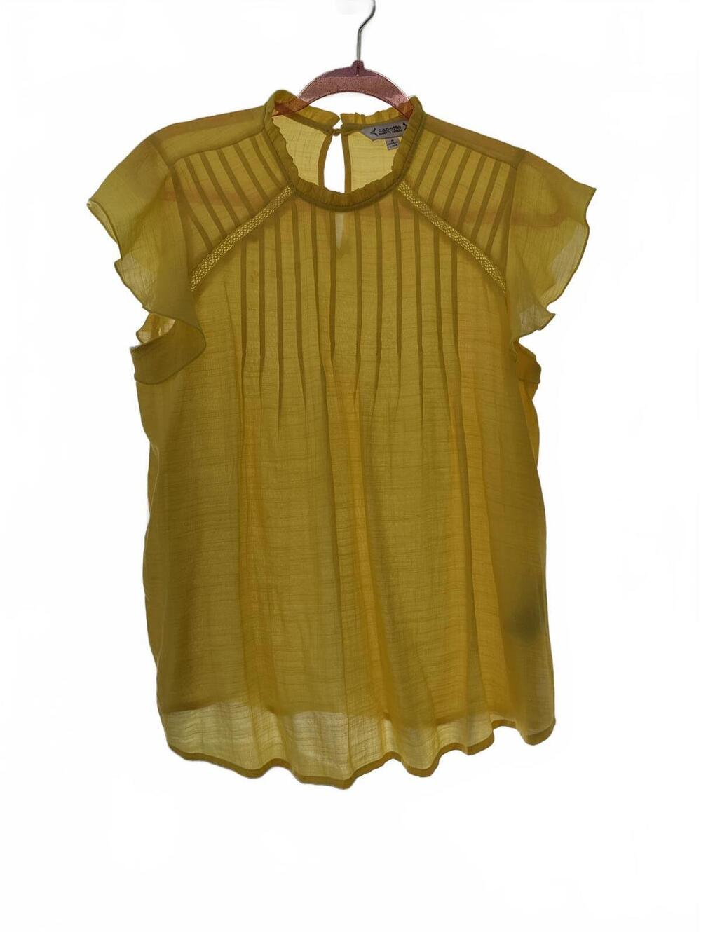 Stylish Yellow Pleated Blouse by Nanette Lepore